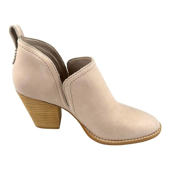 Jeffrey Campbell Rosalee Ivory Off White Leather Stacked Block Heel Bootie Sz 10 - Picture 1 of 10